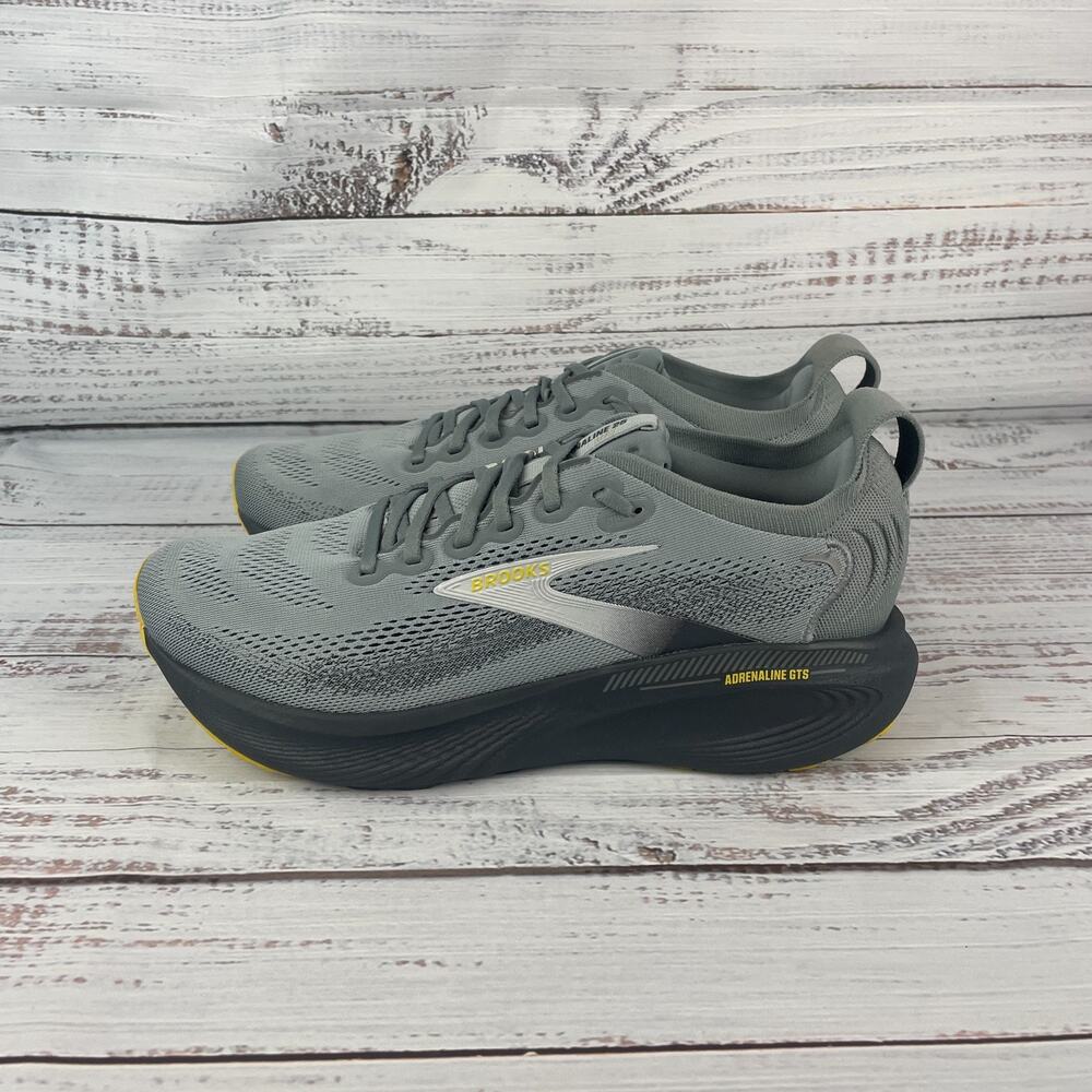 Brooks Adrenaline GTS 25 Mens Sz 11D Running Shoes Primer Grey Ebony Jasmin Yell - Picture 6 of 11